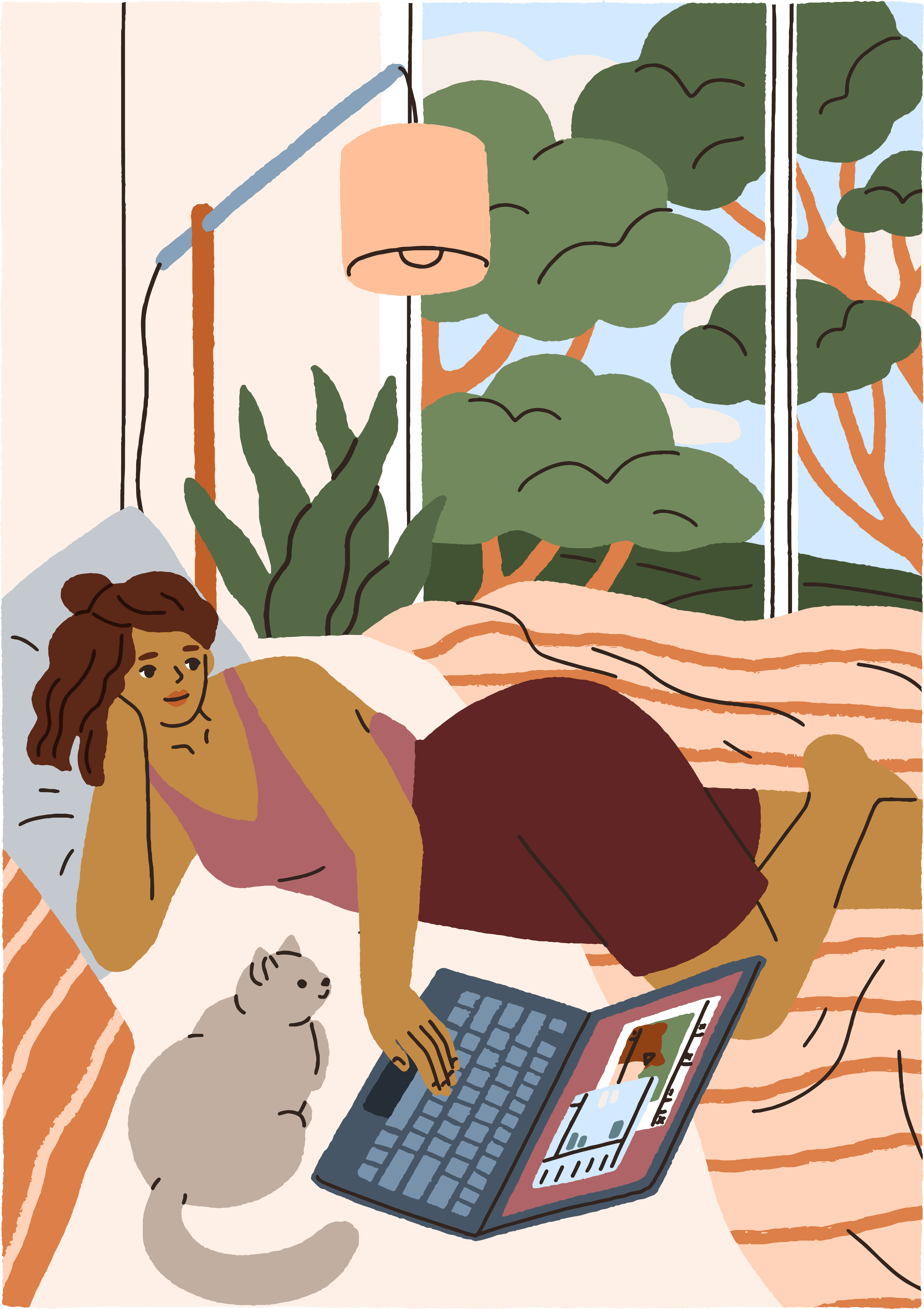 Woman journaling in bed